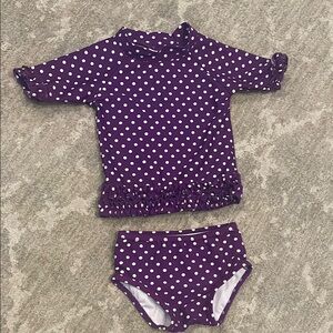 Ruffle Butts Purple Polka Dot Swim Set